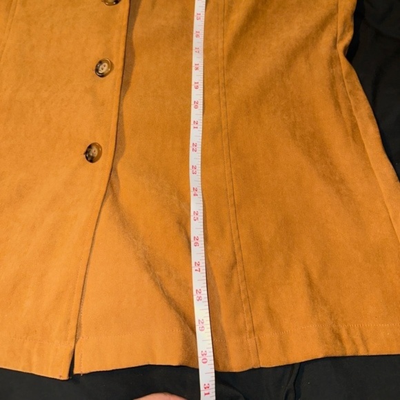 Worthington Top Blazer Shirt Princess Seam Suede Texture tortoise Button Size 1X - Picture 6 of 8